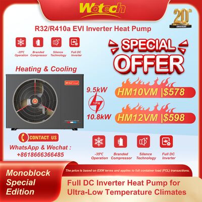Máy bơm nhiệt cực thấp nhiệt độ Inverter R32 Monoblock Phiên bản đặc biệt để sưởi ấm sàn